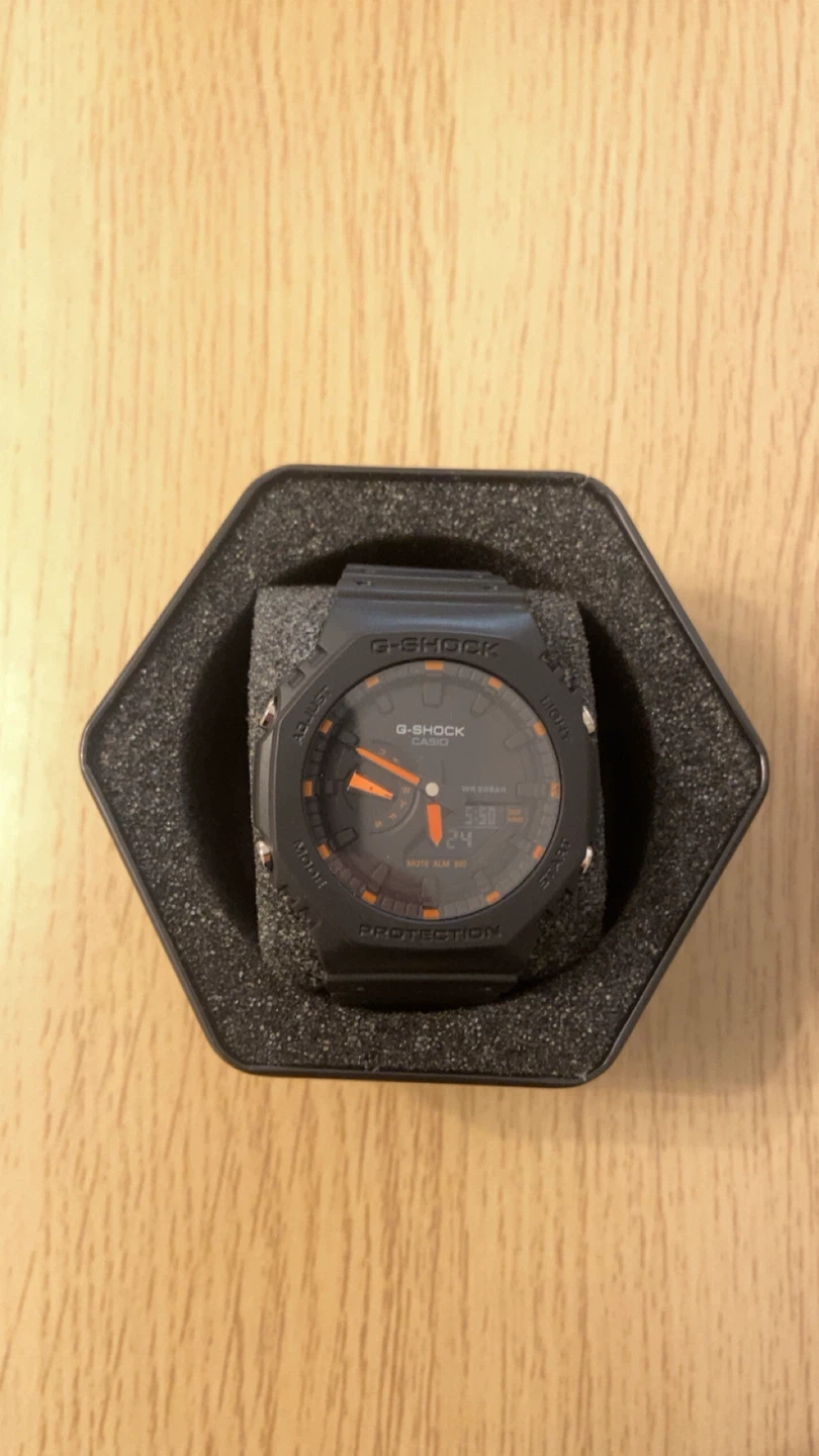 Casio G-Shock GA-2100 Black and Orange Watch