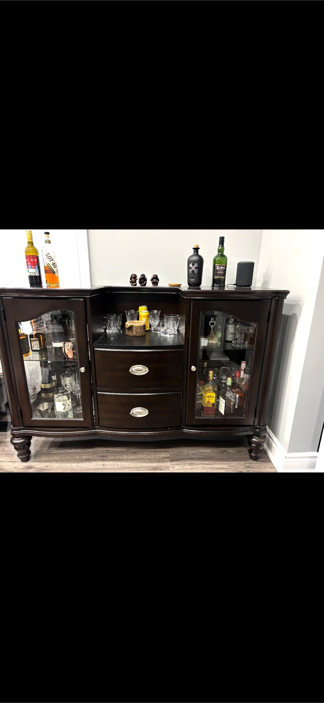 Dark Wood Home Bar Cabinet