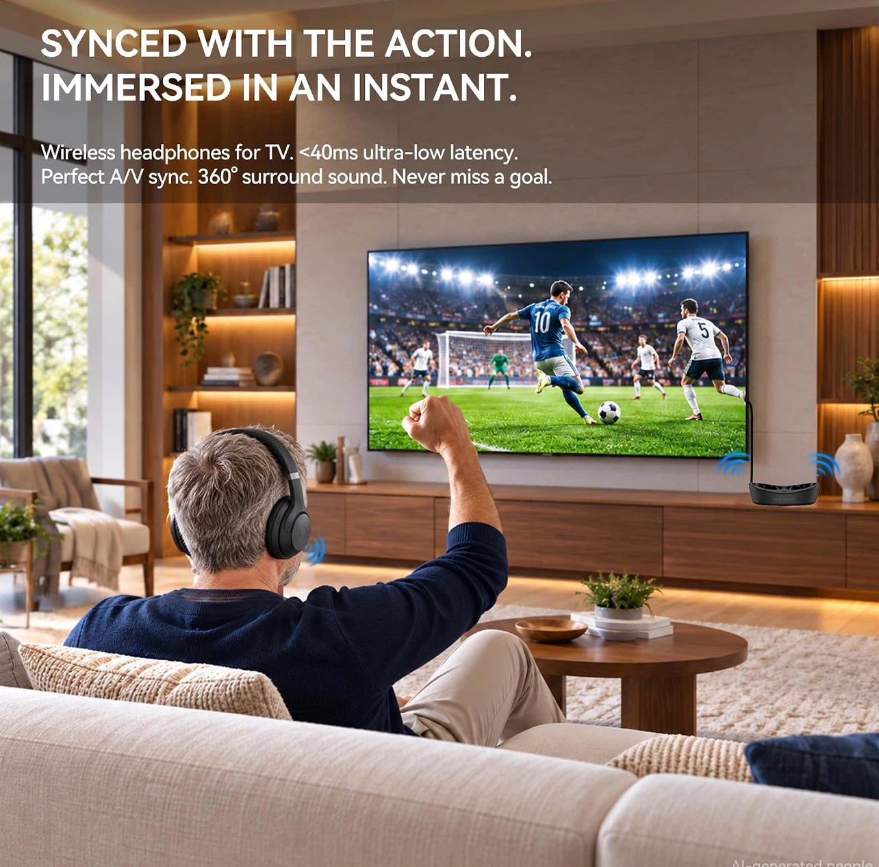 Wireless TV Headphones with Charging Base - photo 2
