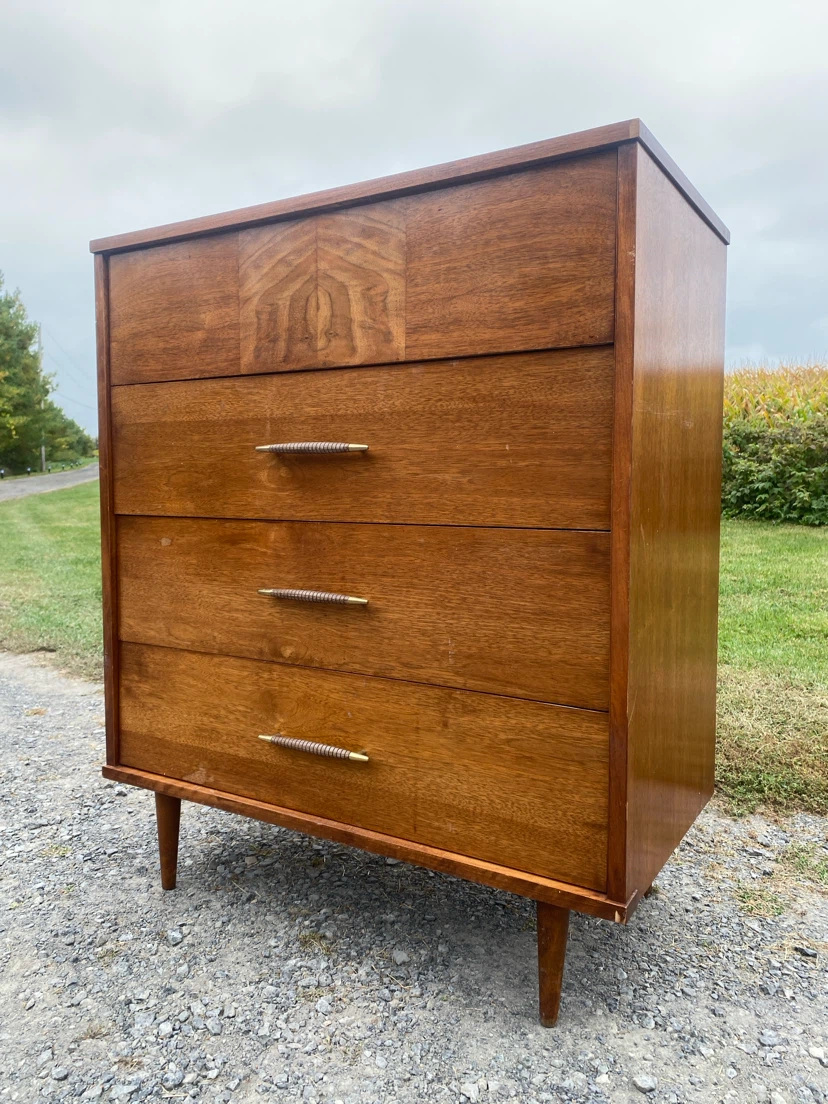 Vintage Mid-Century Modern Walnut Tallboy Dresser (CAN DELIVER) - photo 2