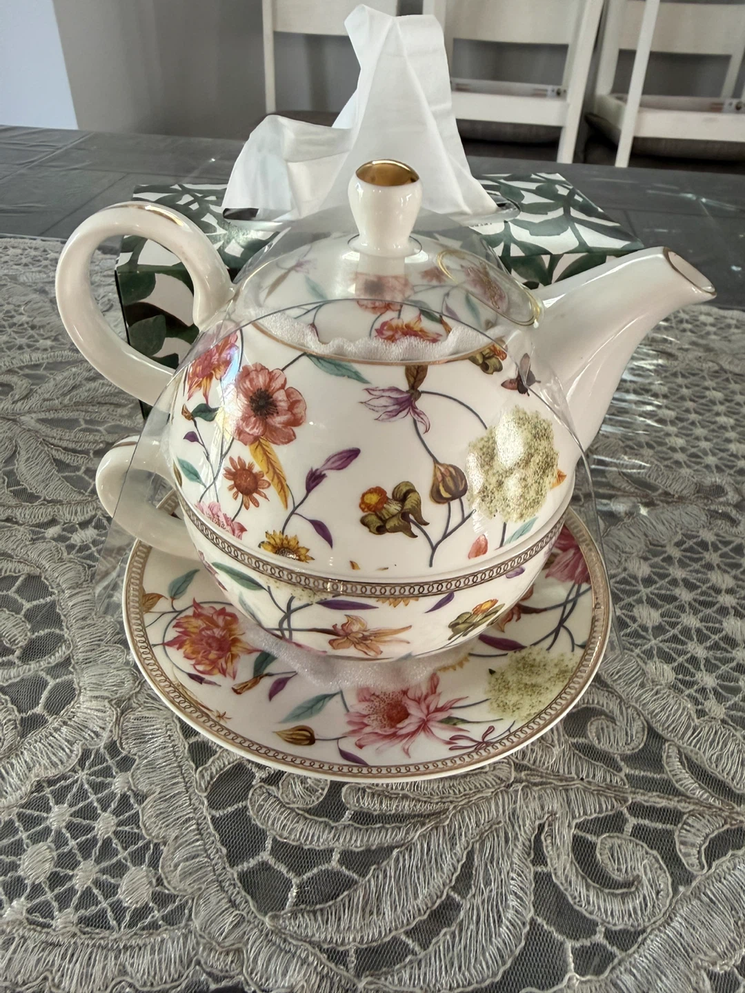 Grace Teaware Floral Tea-for-One Set – Brand New – $13