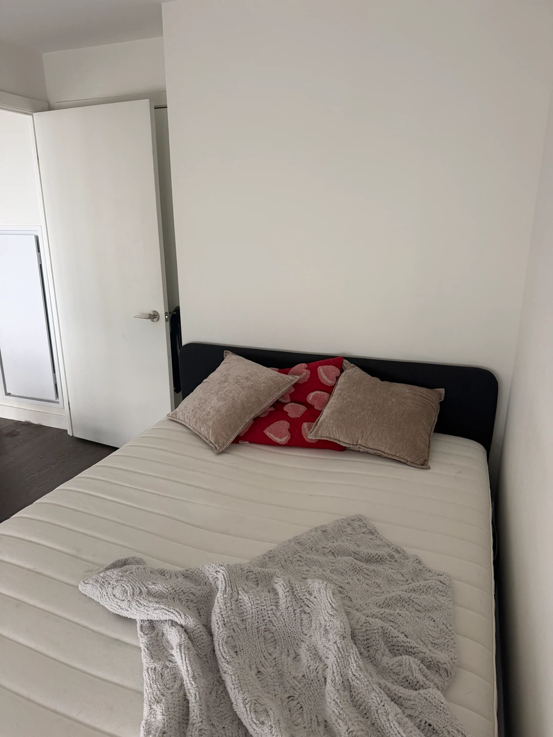 Upholstered Queen Bed Frame with Mattress. From Ikea