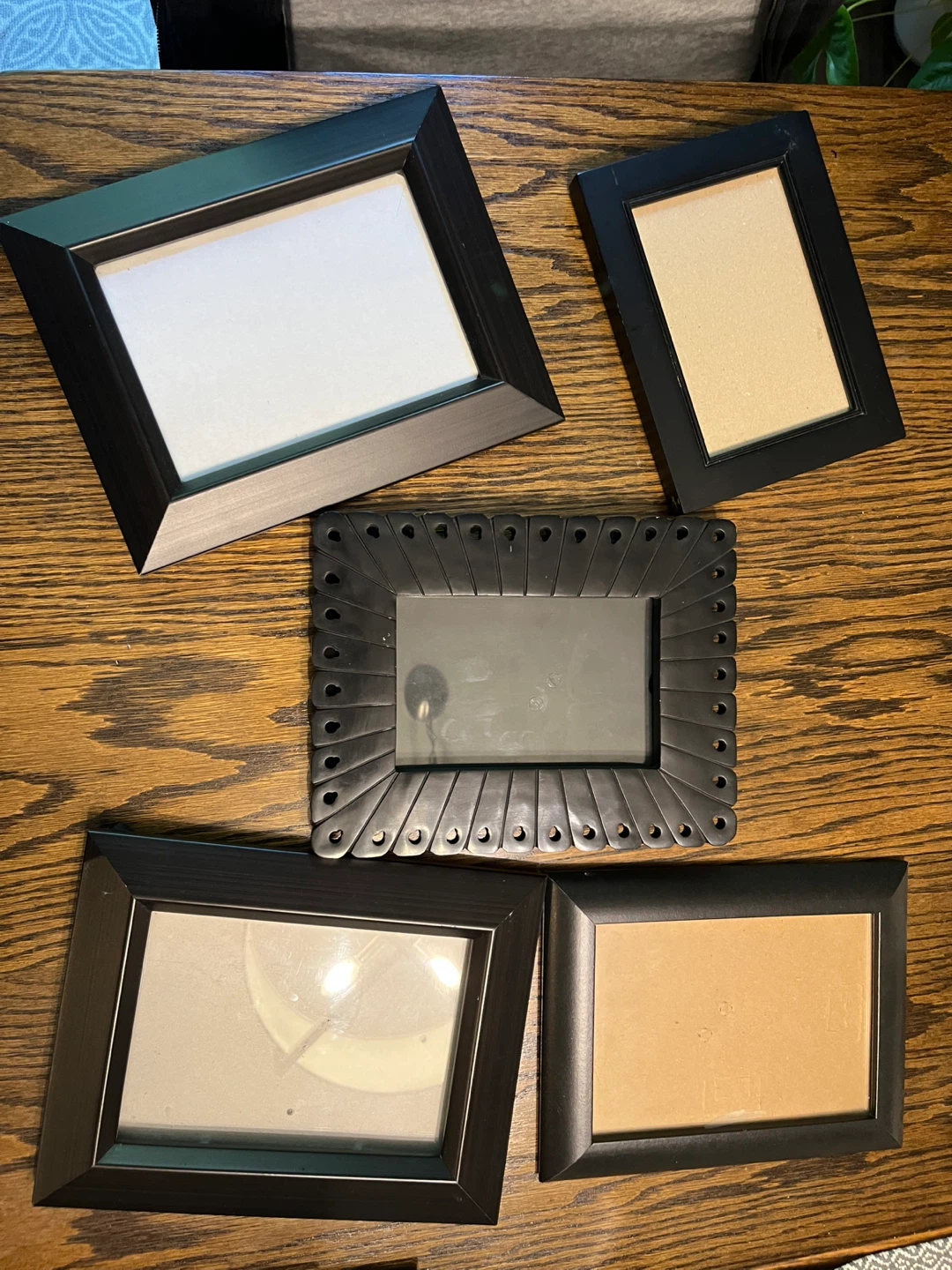 Set of 5 black photo frames