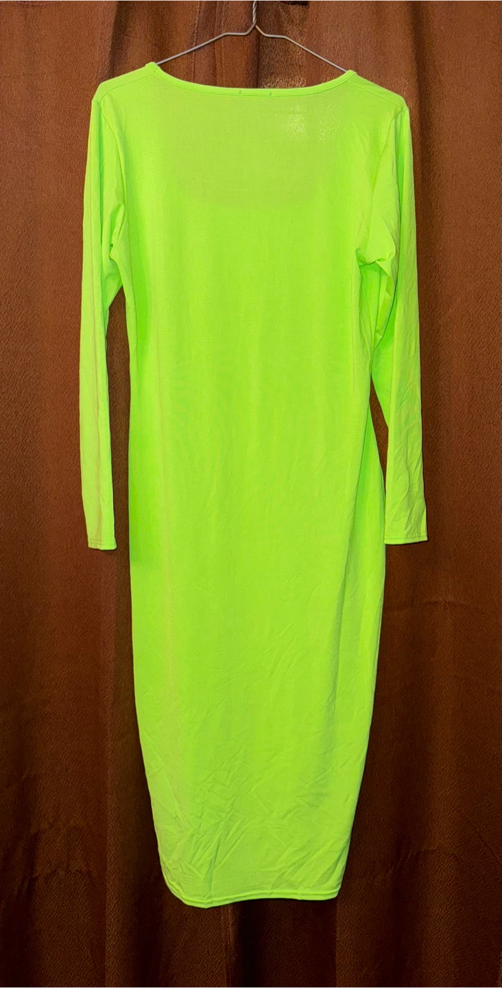 Boohoo Neon Green Long Sleeve Dress - photo 2