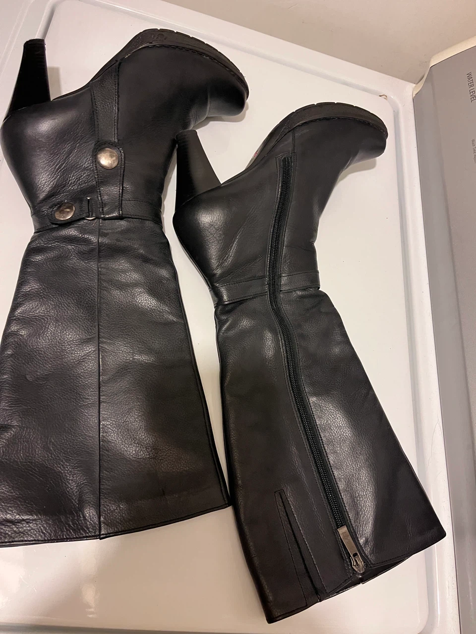 Black Leather Knee-High Boots Size 38
