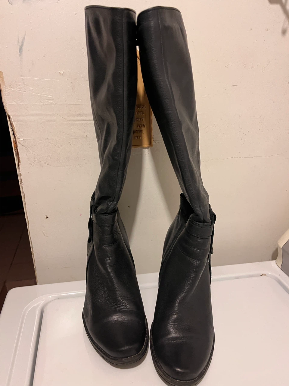 Black Leather Knee-High Boots Size 38 - photo 5