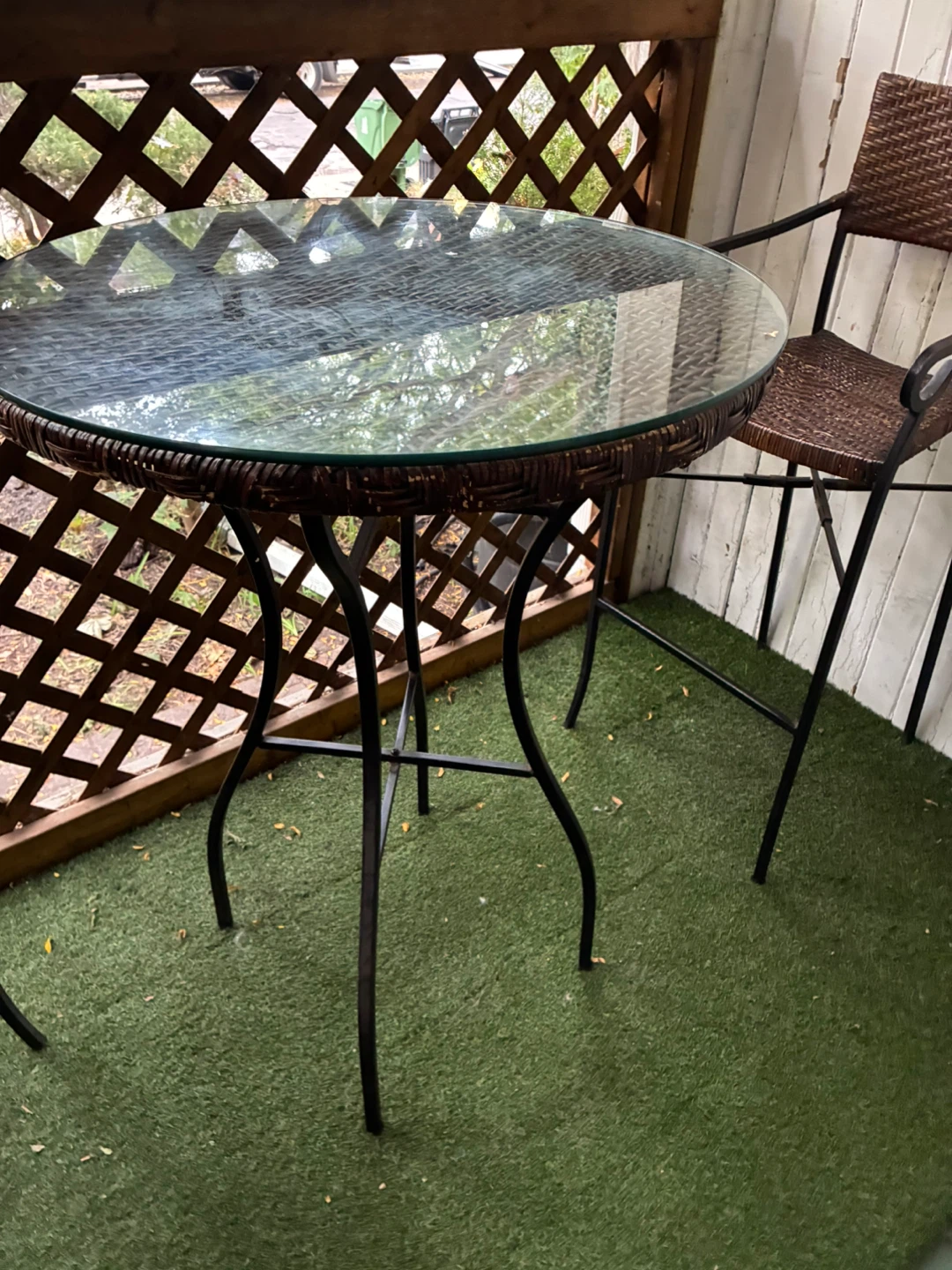 3 Piece HIGH TOP Patio Bistro Set Glass Table Bar Chair - photo 3