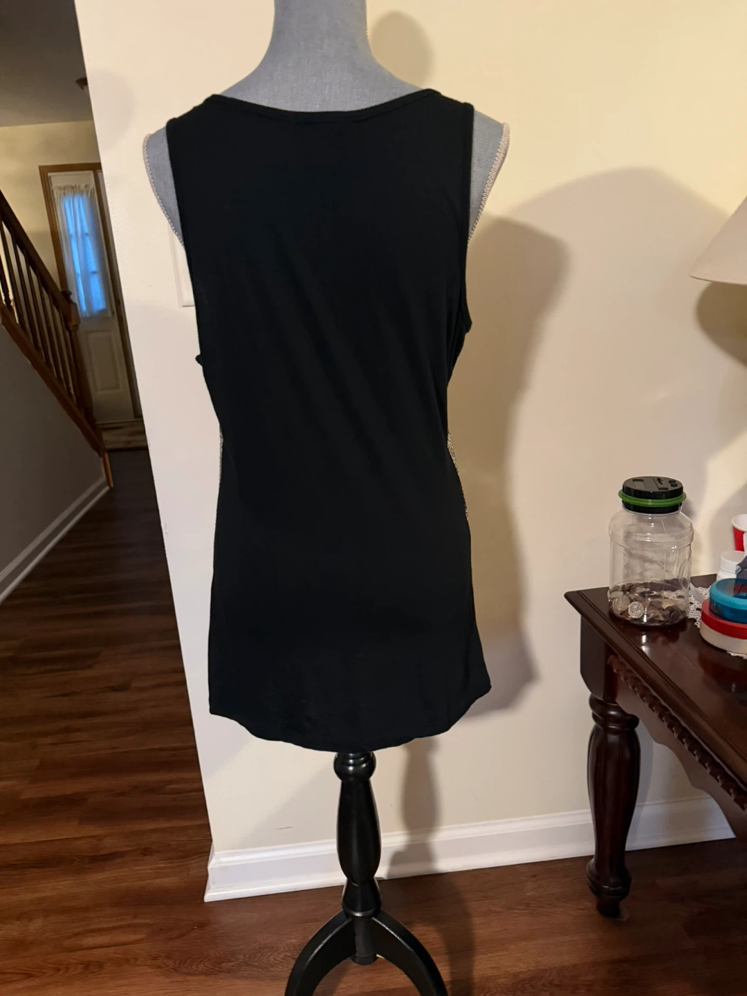 Black with silver Sequin Tank Top size large - photo 2