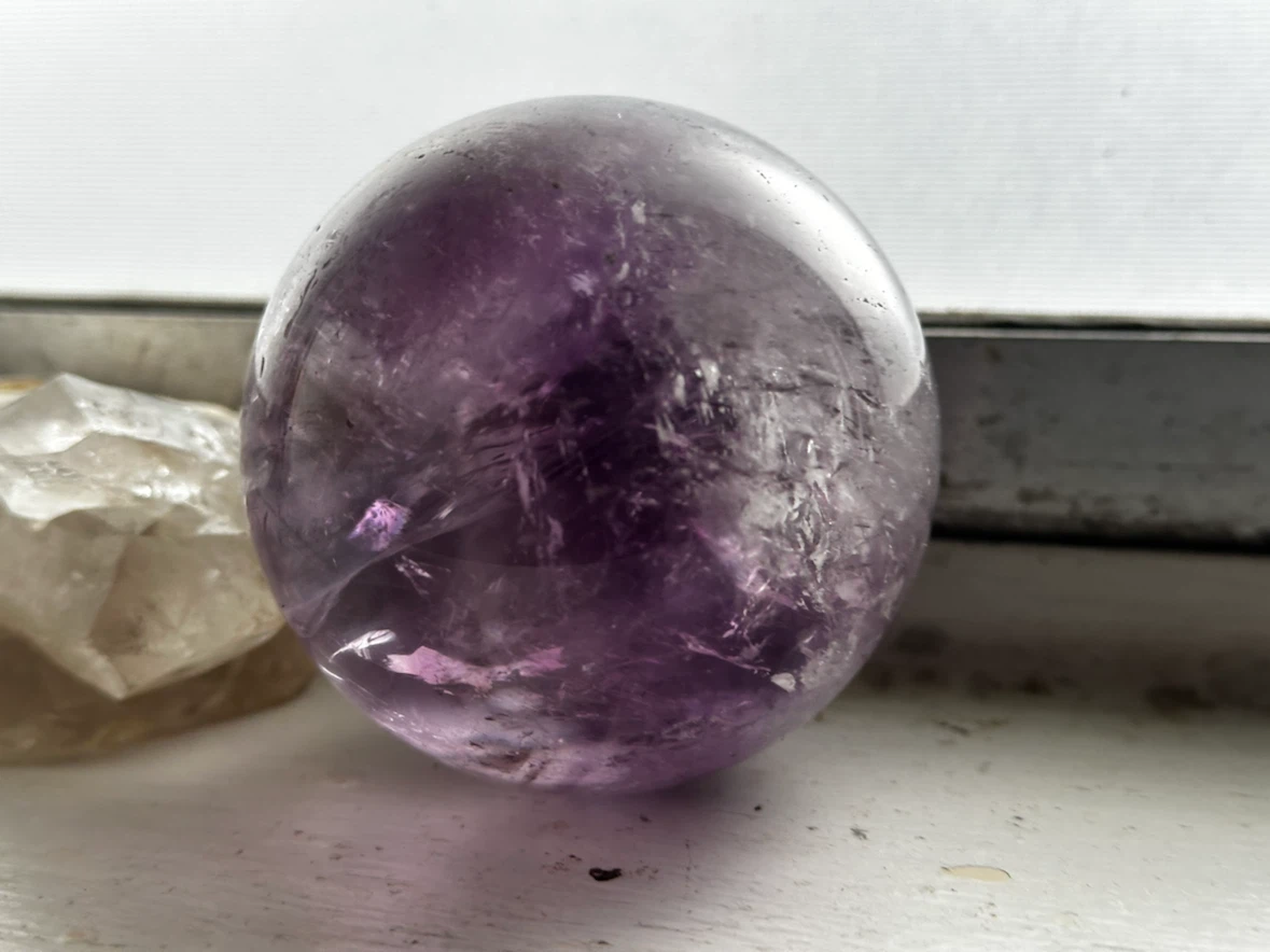 Vintage Amethyst & Zebra Jasper Crystal Sphere Duo - photo 3