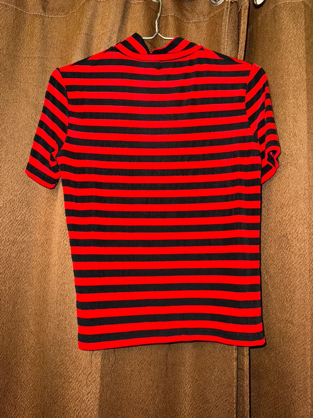 Red and Black Striped Mock Neck Top - photo 2