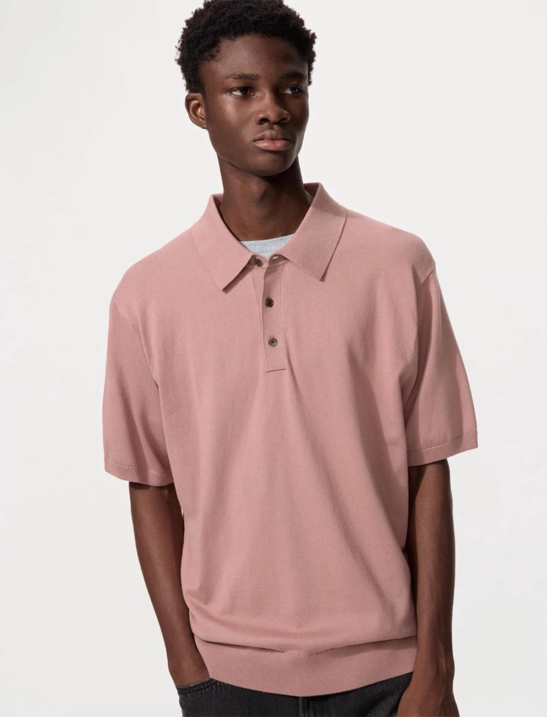 UNIQLO Knit Polo Shirt – Dusty Pink – XL