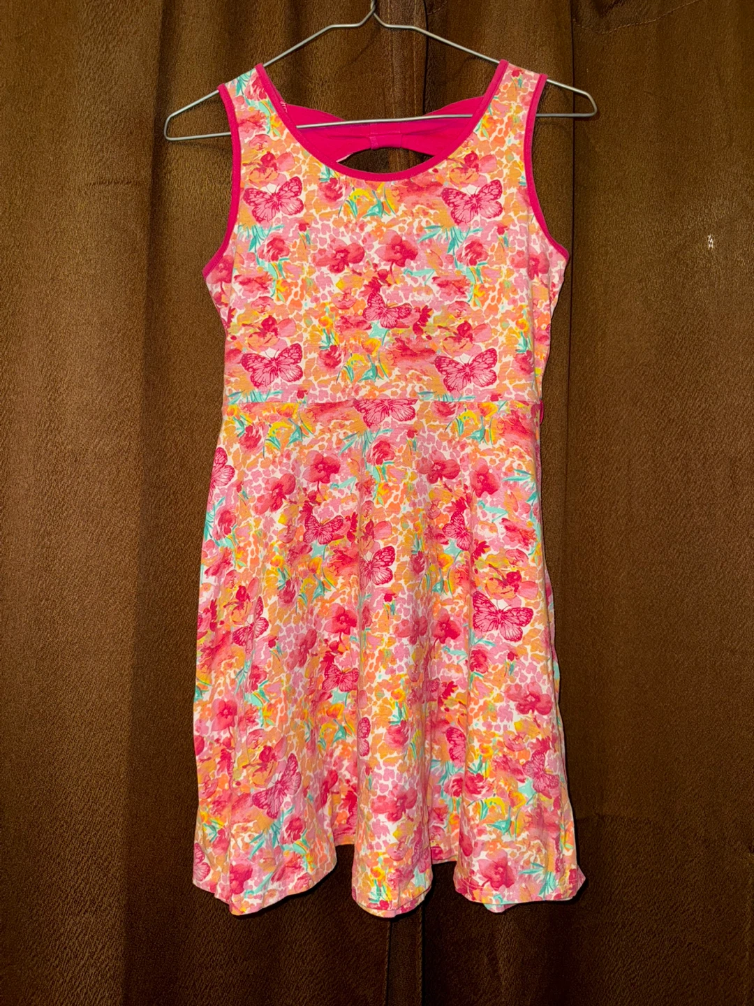George Girls Pink Butterfly and Floral Print Dress