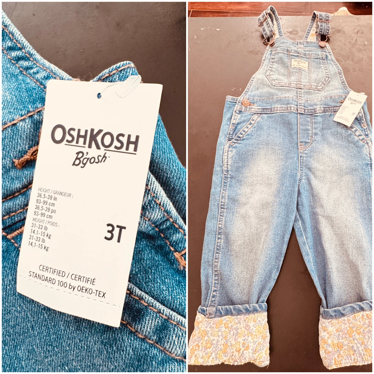 OshKosh B'gosh Denim Overalls Size 3T