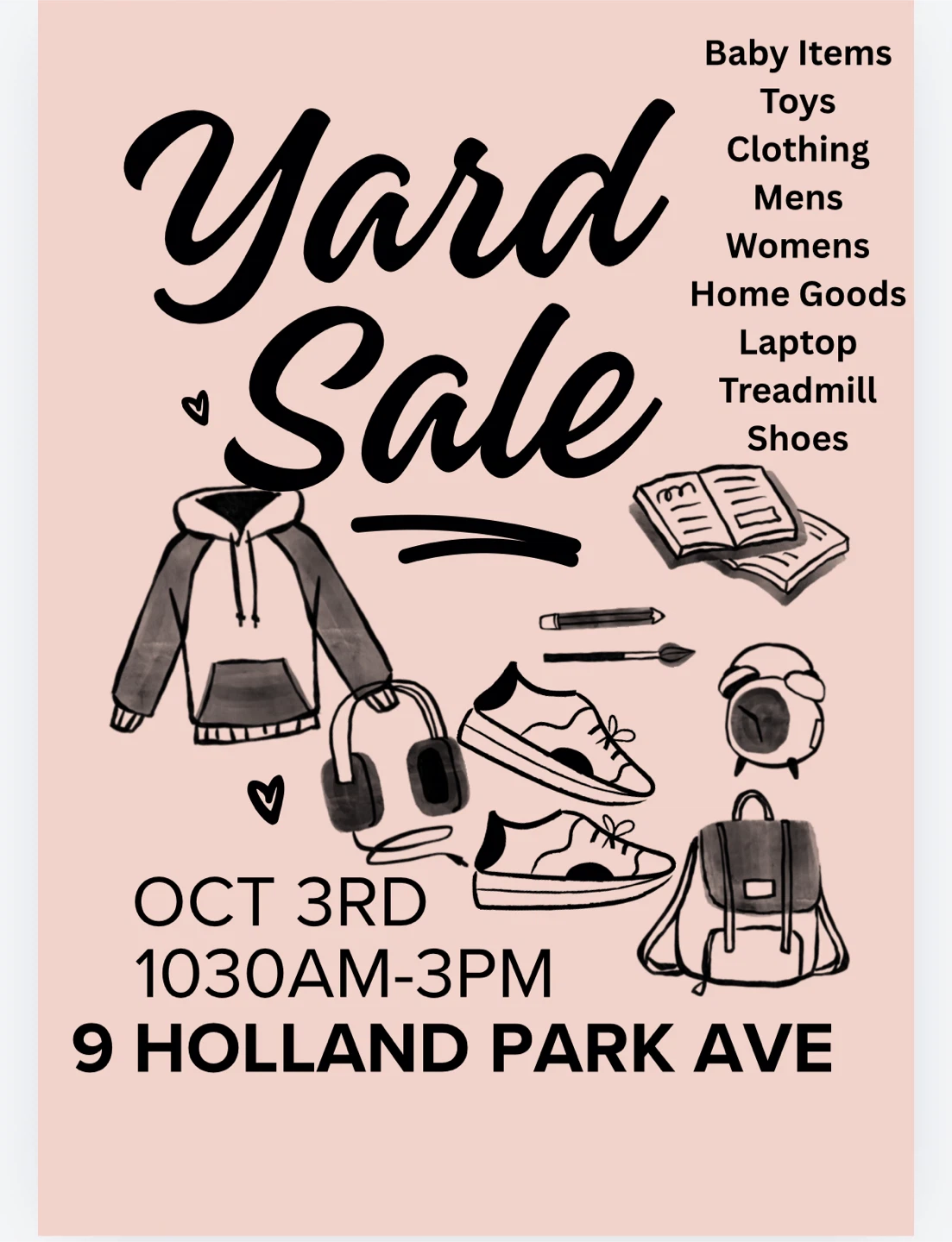 YARD SALE SATURDAY OCT 3rd