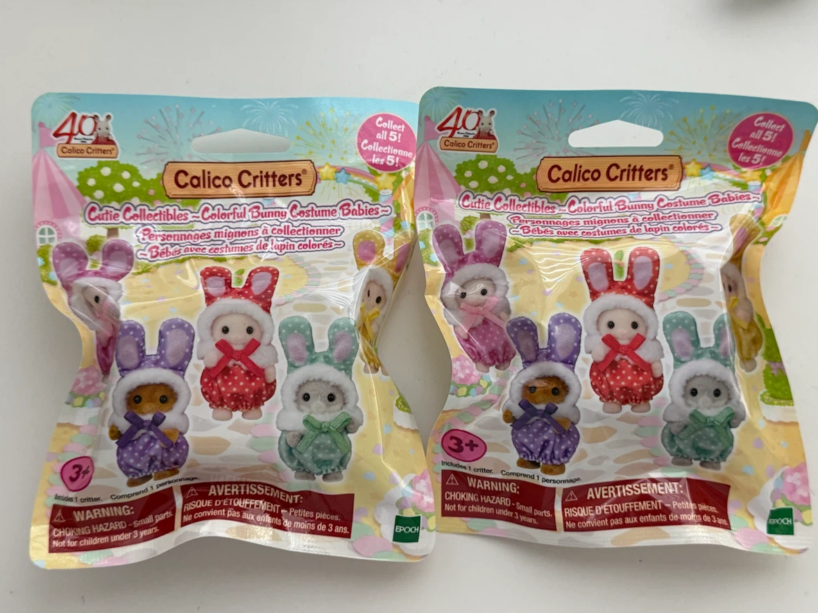 Two Calico Critters Cutie Collectibles Bunny Babies