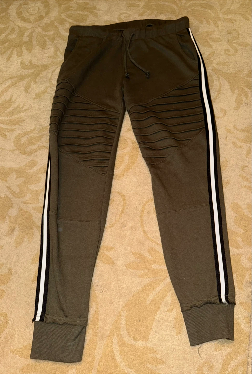 Revamped Olive Green Moto Jogger Pants