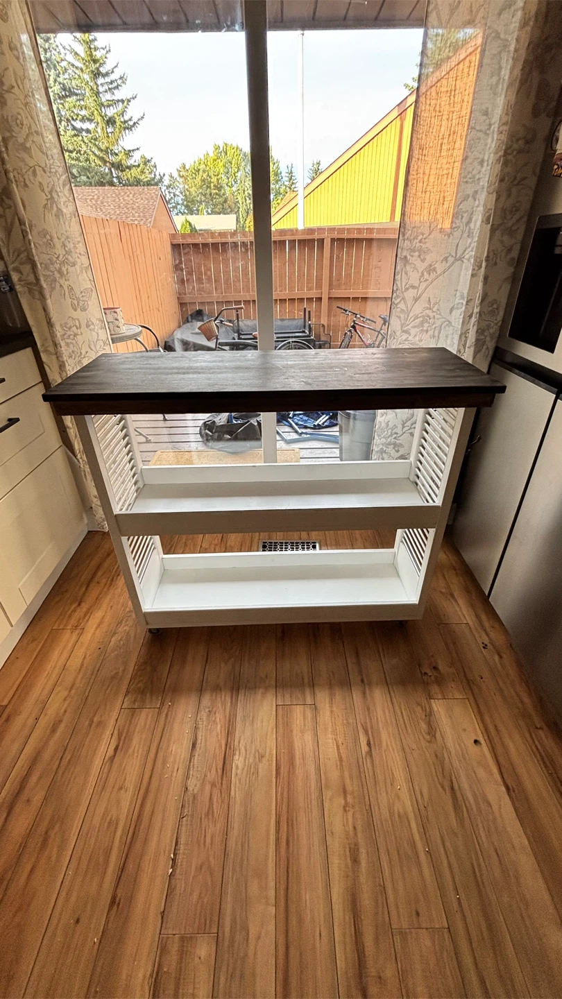 White Kitchen Island with Dark Wood Top