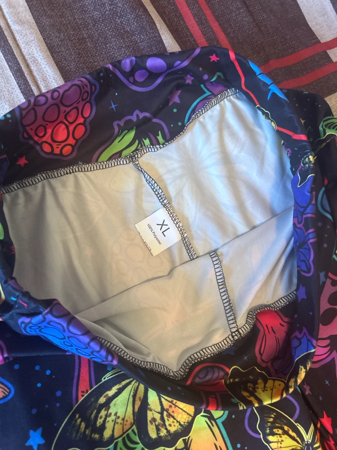Butterfly and Mushroom Print Bell Bottoms Spandex Pants - photo 2