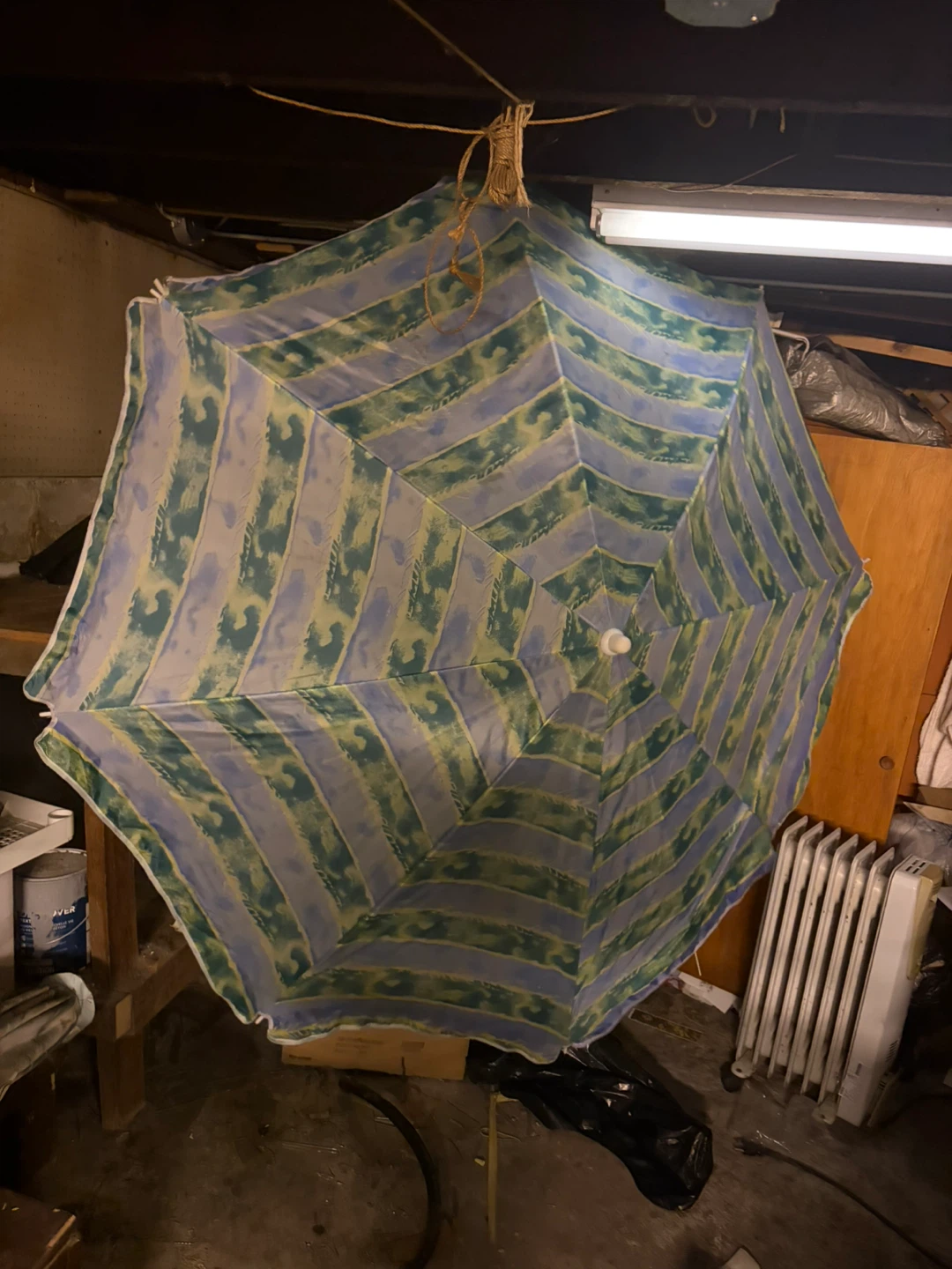 Blue and Green Patterned Outdoor Patio Umbrella - photo 2