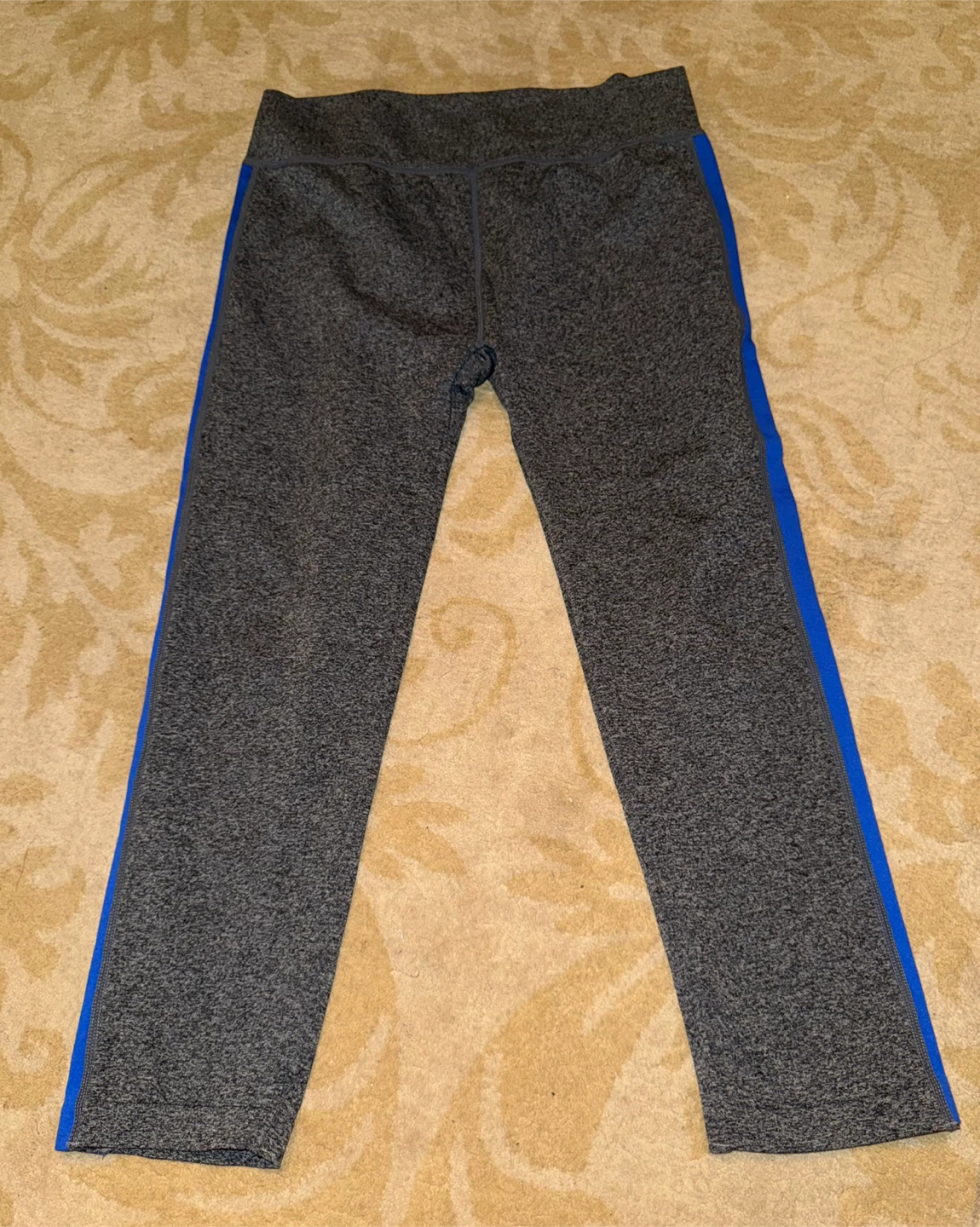 Soho Lady Grey Athletic Leggings with Blue Stripes