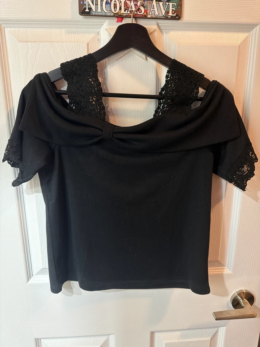 Black Off-the-Shoulder Lace Top