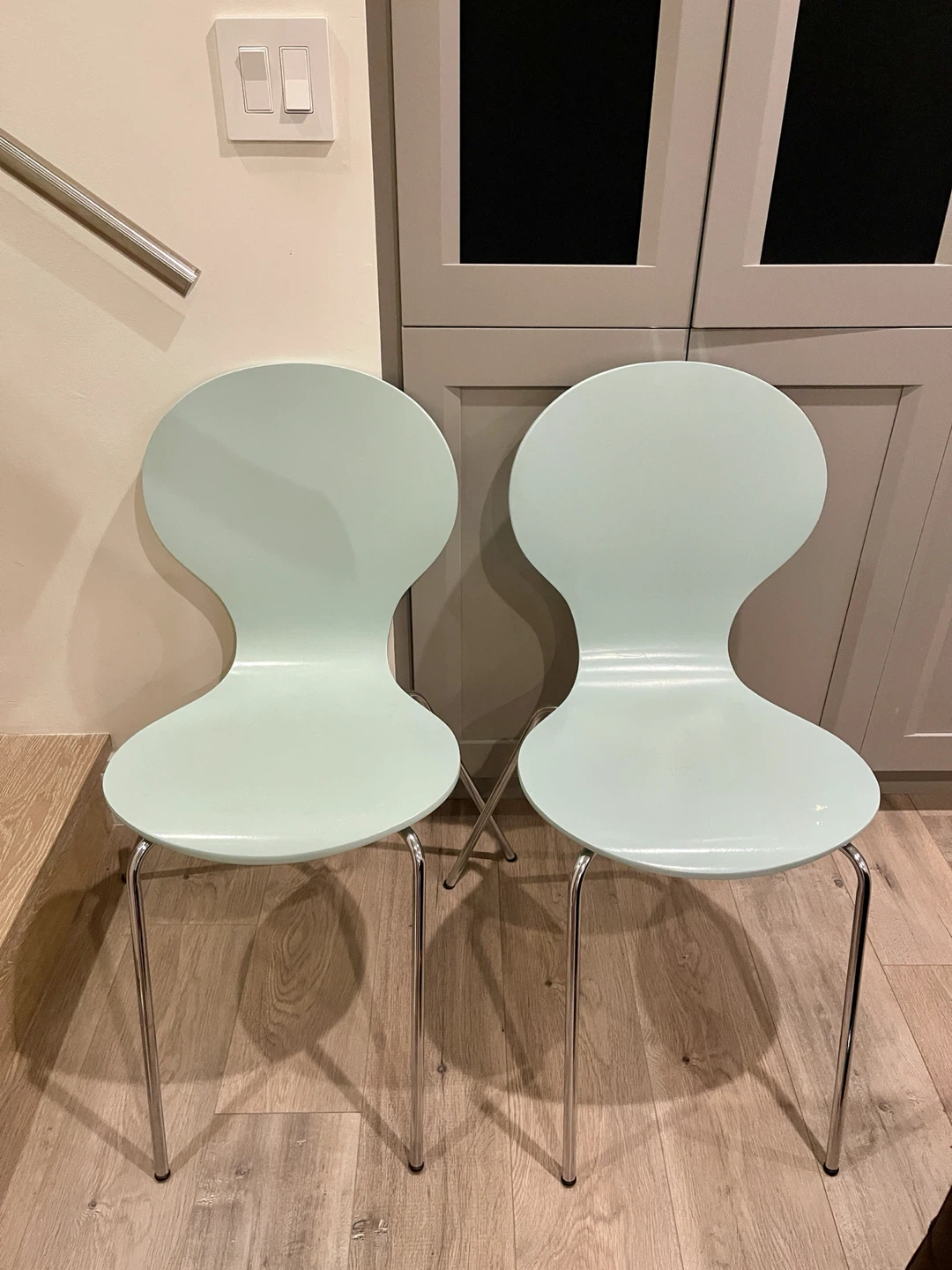 Set of Two Light Blue Dining Chairs