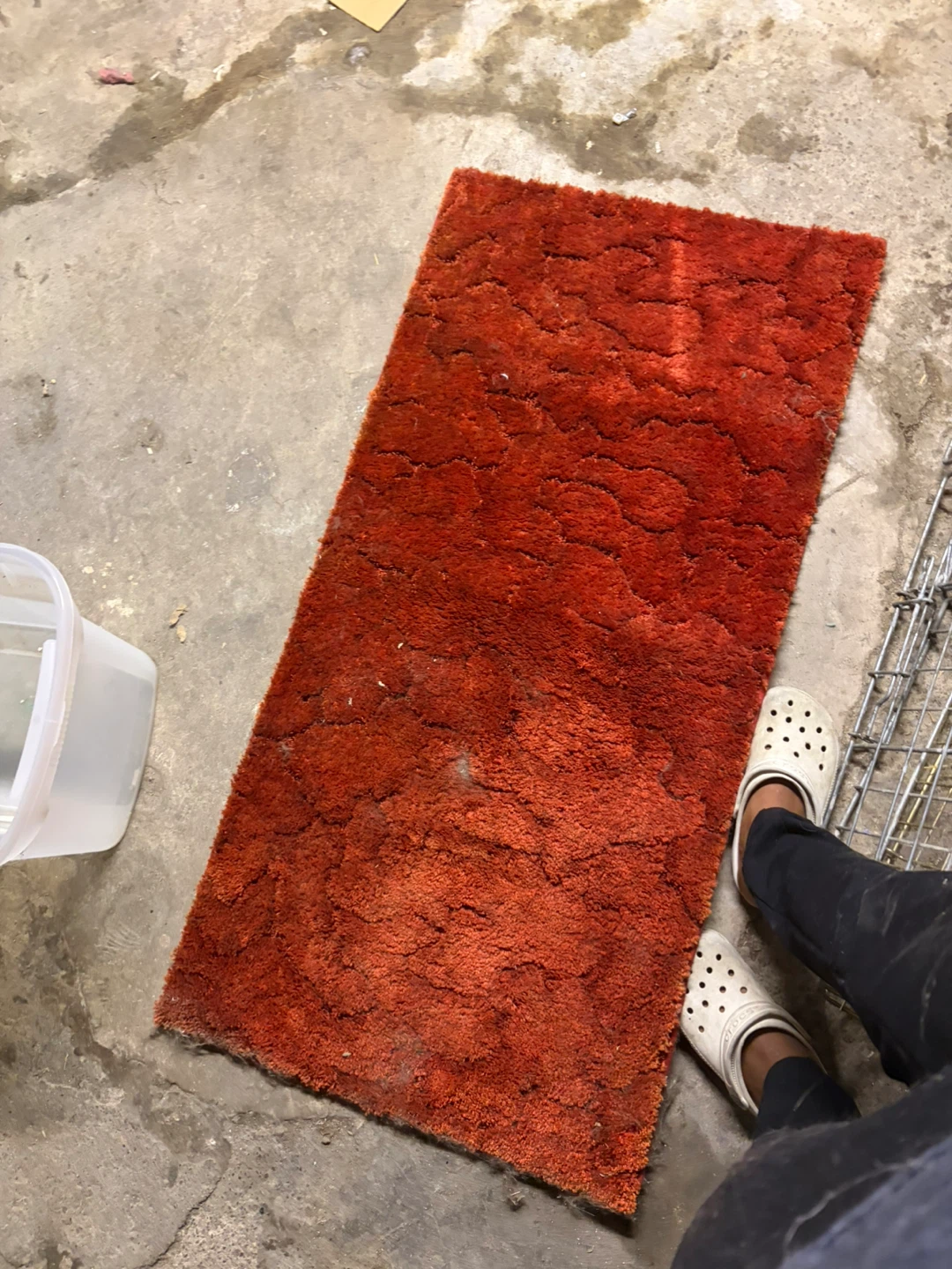 Orange shag area rug