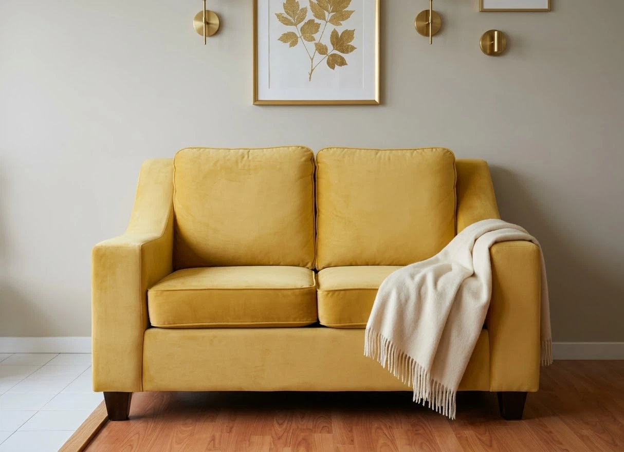 Mustard Yellow Two-Seater Loveseat