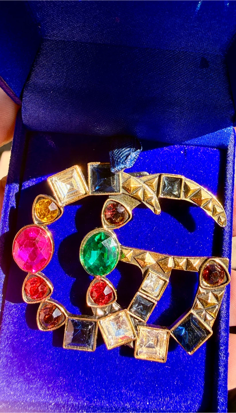 Stunning Gucci GG Crystal Embellished Brooch