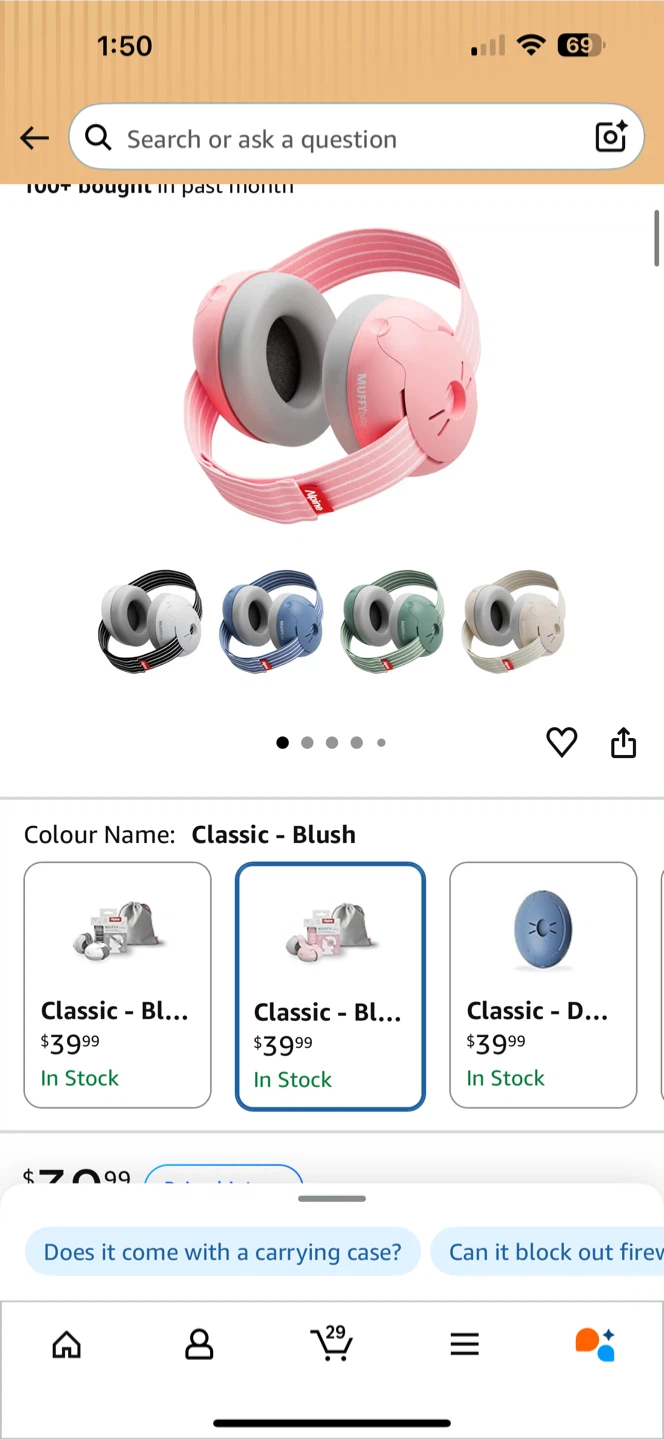 Alpine Muffy Baby Ear Protection - Blush