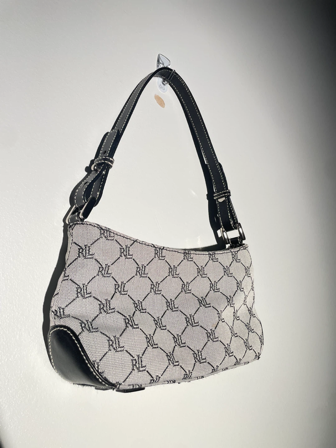 Vintage Y2K Lauren Ralph Lauren Monogram Jacquard Baguette Bag - photo 3