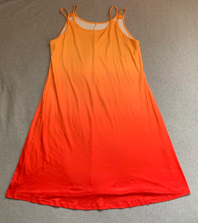 2XL Orange and Red Ombre Sleeveless Dress