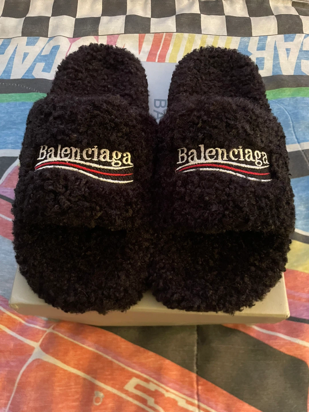 New Balenci Furry Slides