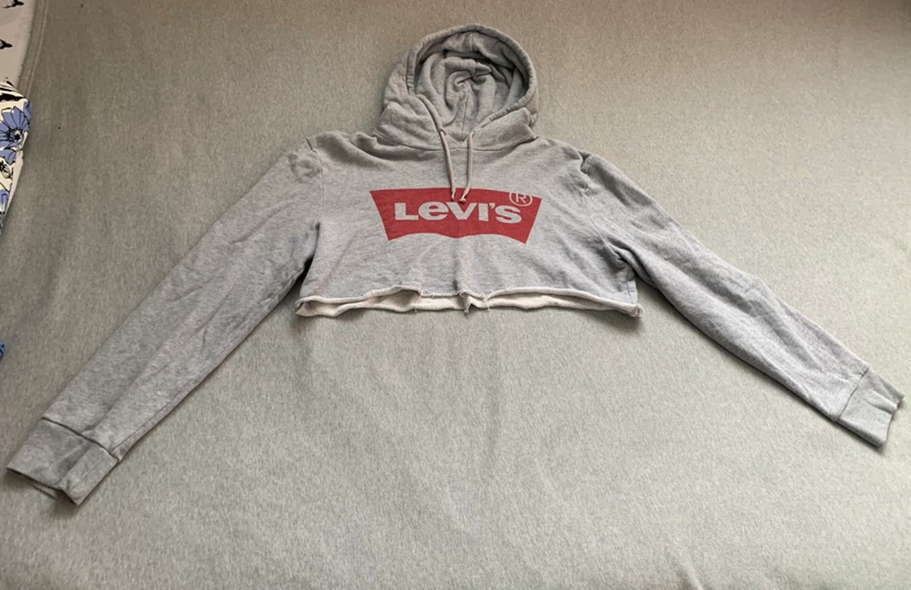 Levi's Grey Crop Hoodie - Size Large