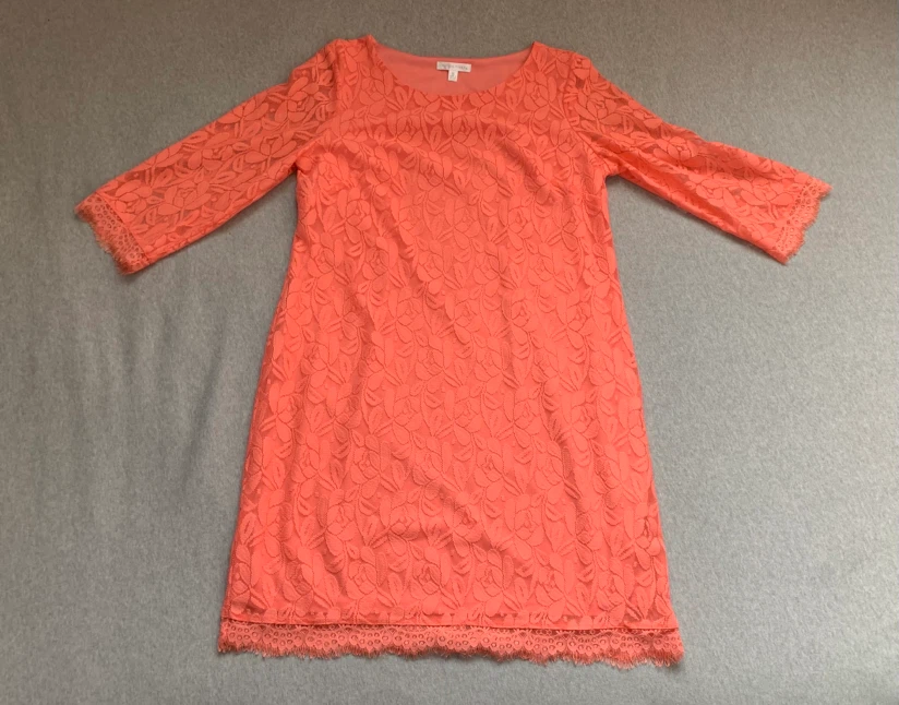 London Times Coral Lace Overlay Dress - Size 16