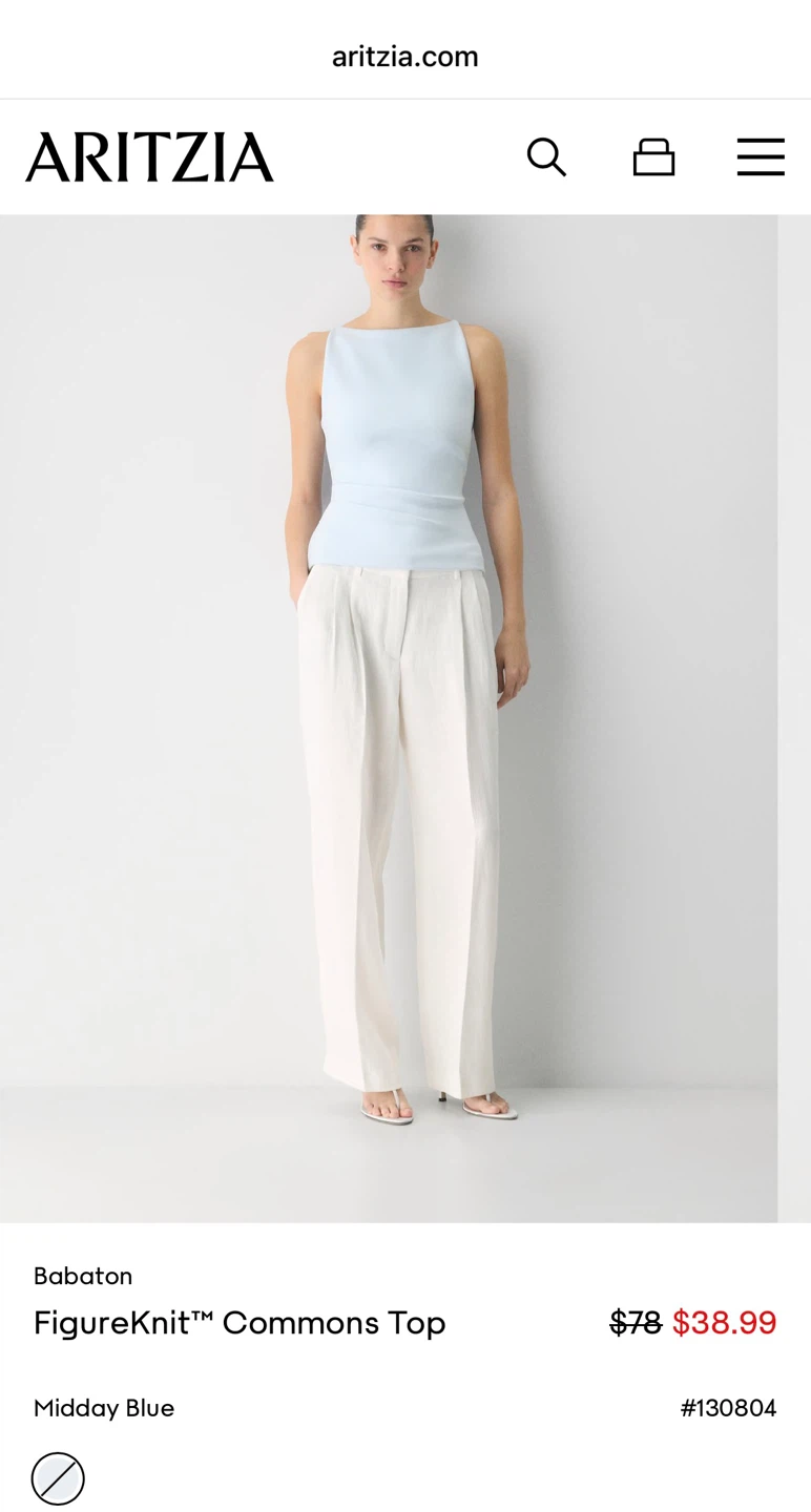 Babaton / Aritzia FigureKnit Commons Top - Midday Blue - photo 2
