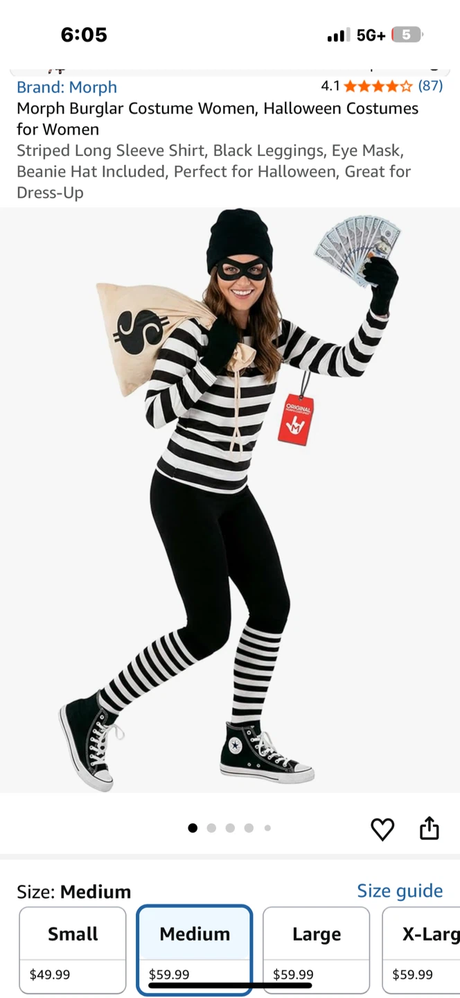 Halloween Women's Burglar Costume - Medium