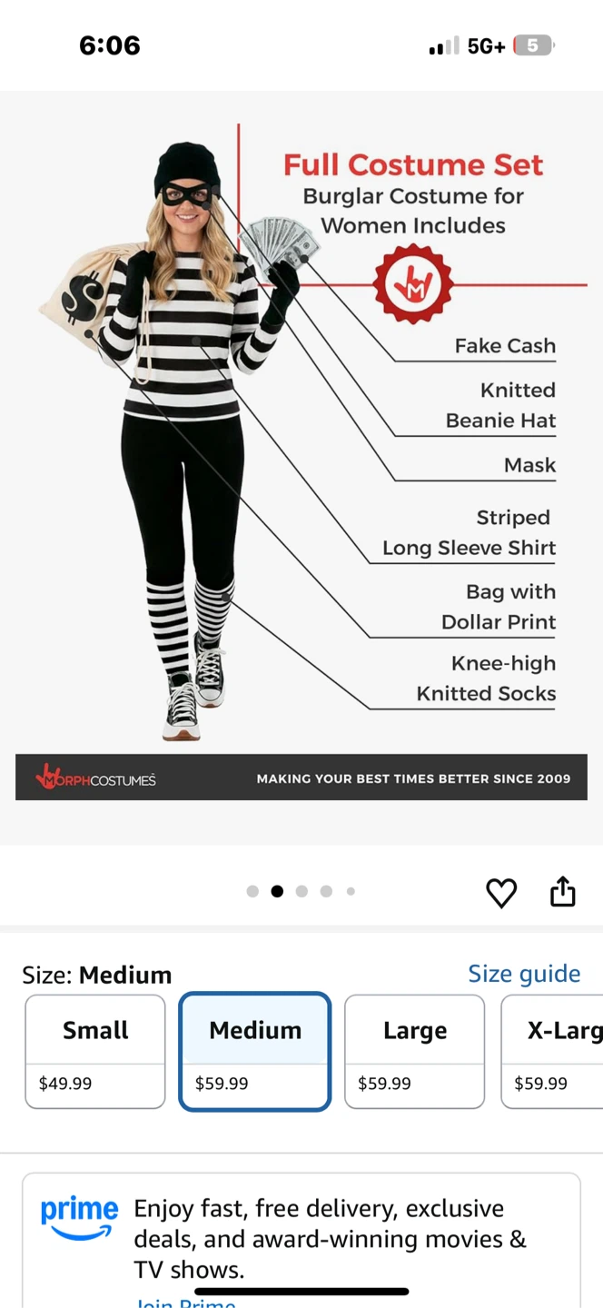 Halloween Women's Burglar Costume - Medium - photo 2