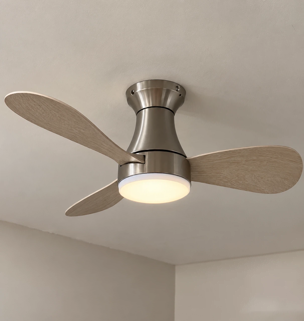 30” LED DC Motor Ceiling Fan w/ Remote – Wood Look Blades - photo 2