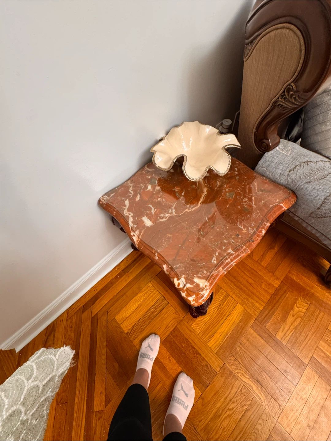 Vintage Style Marble Top Side Table