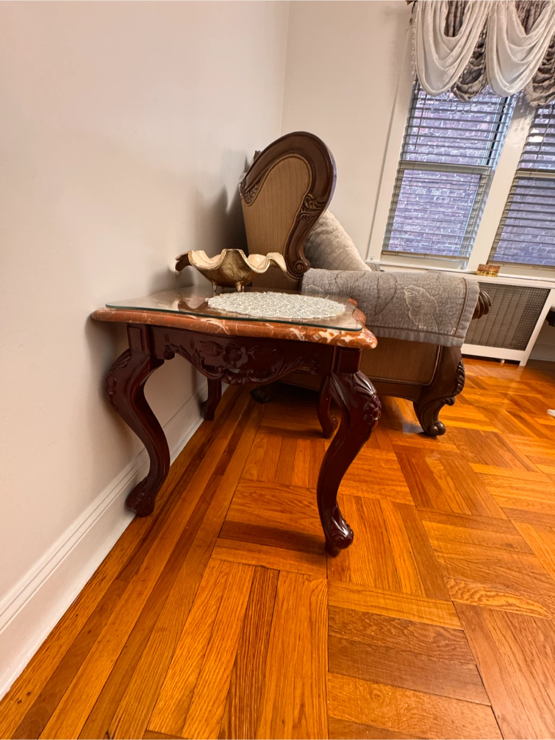 Vintage Style Marble Top Side Table - photo 2