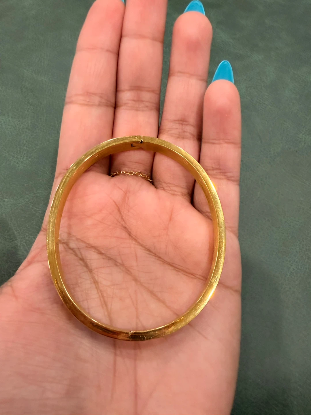 Gold-tone Blue Enamel Bangle Bracelet - photo 4