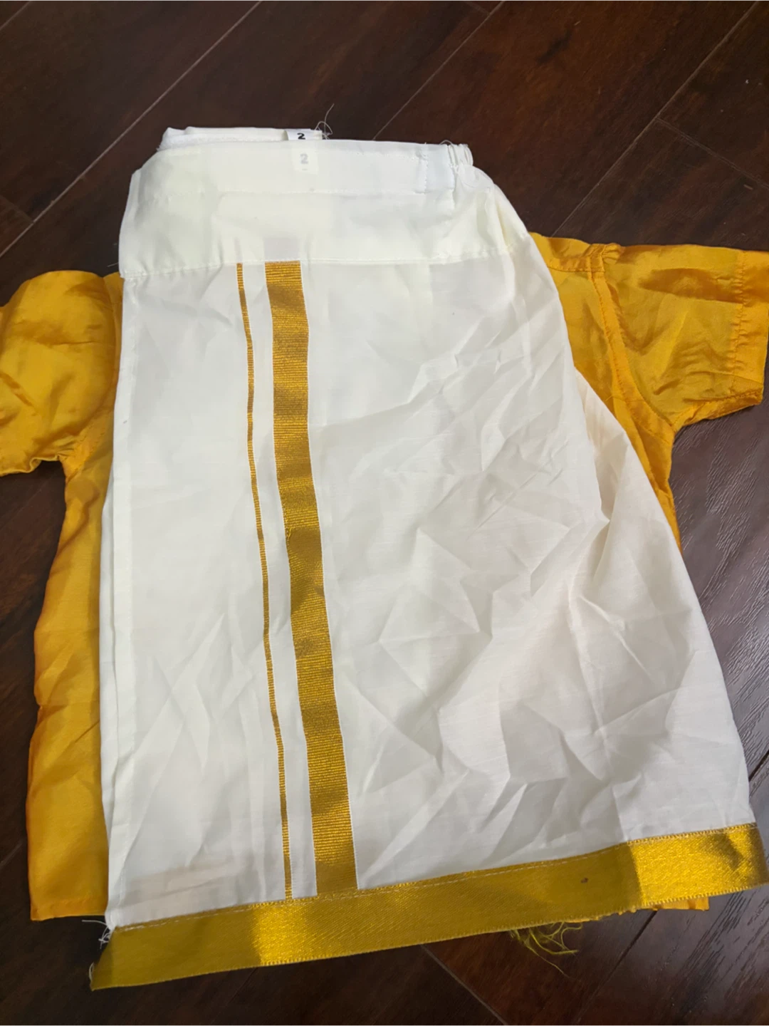 Sarvo Kids Traditional Dhoti Set - Yellow/White, Size 2 - photo 4