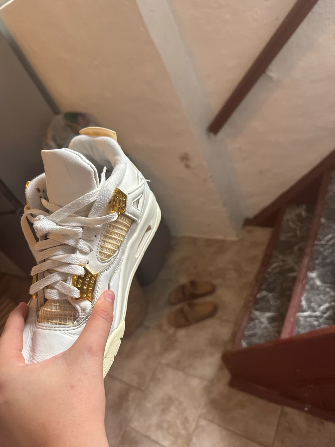 Air Jordan 4 Retro White Metallic Gold - photo 2