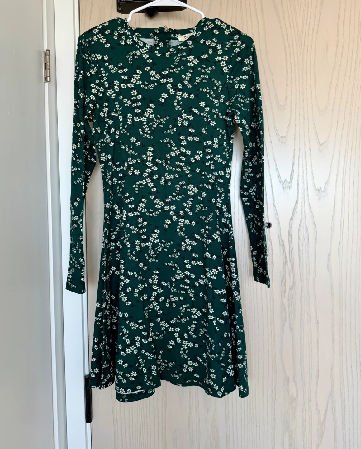 Dark green Floral Print Long Sleeve Dress