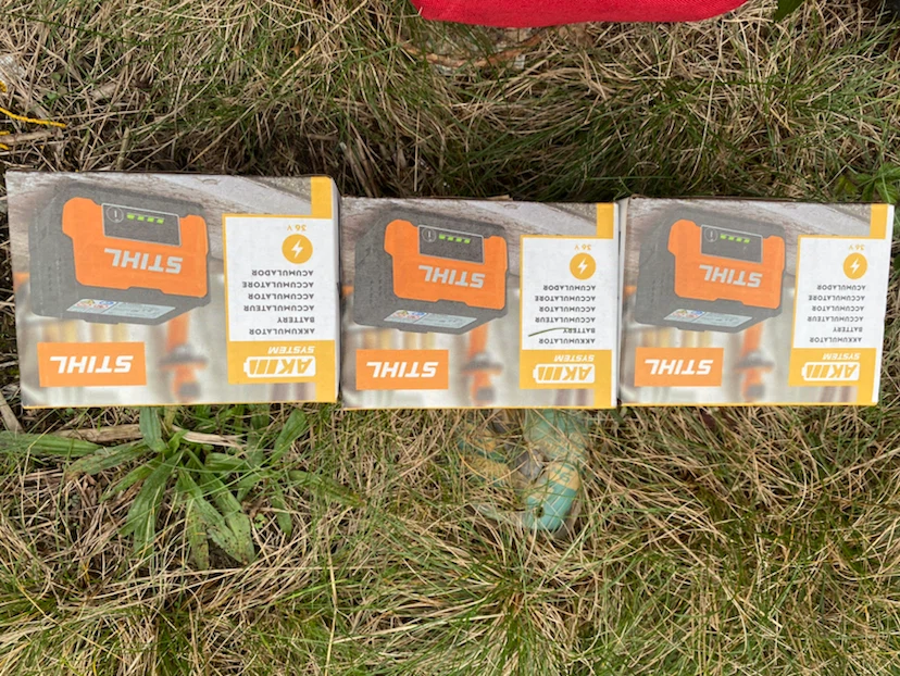 Three Stihl AK System 36V Batteries