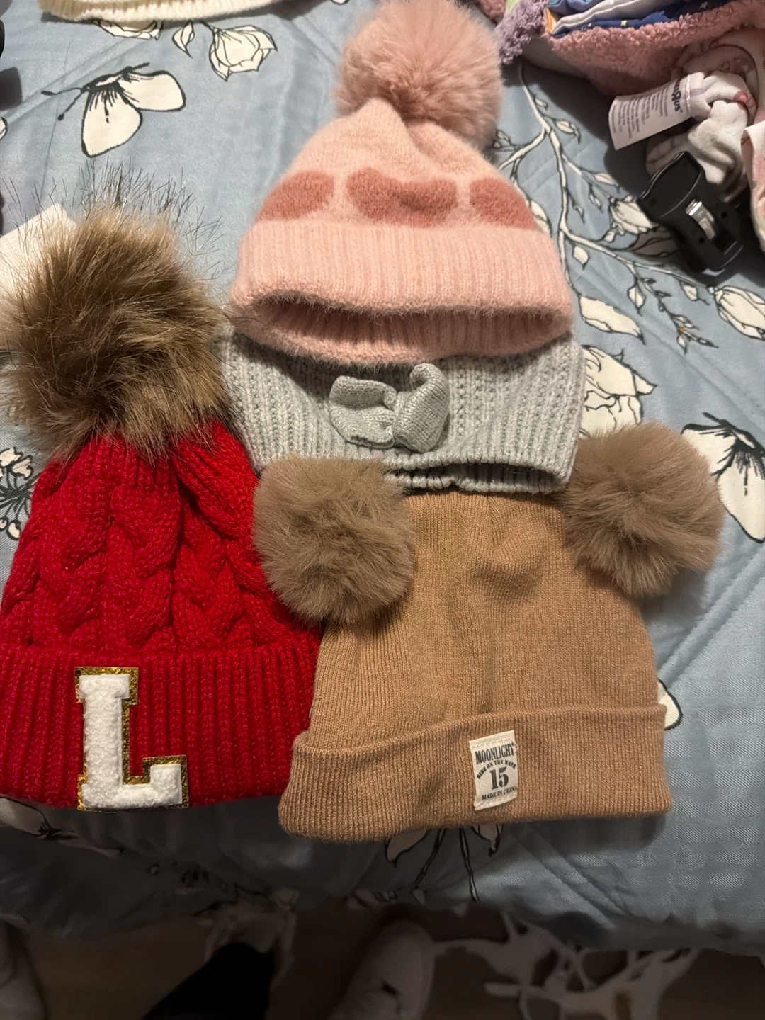 Set of 4 Knit Pom-Pom Beanies