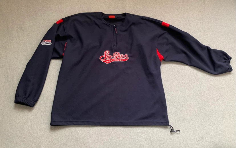 Slo-Pitch National Quarter-Zip Navy Jersey Pullover - Size XL