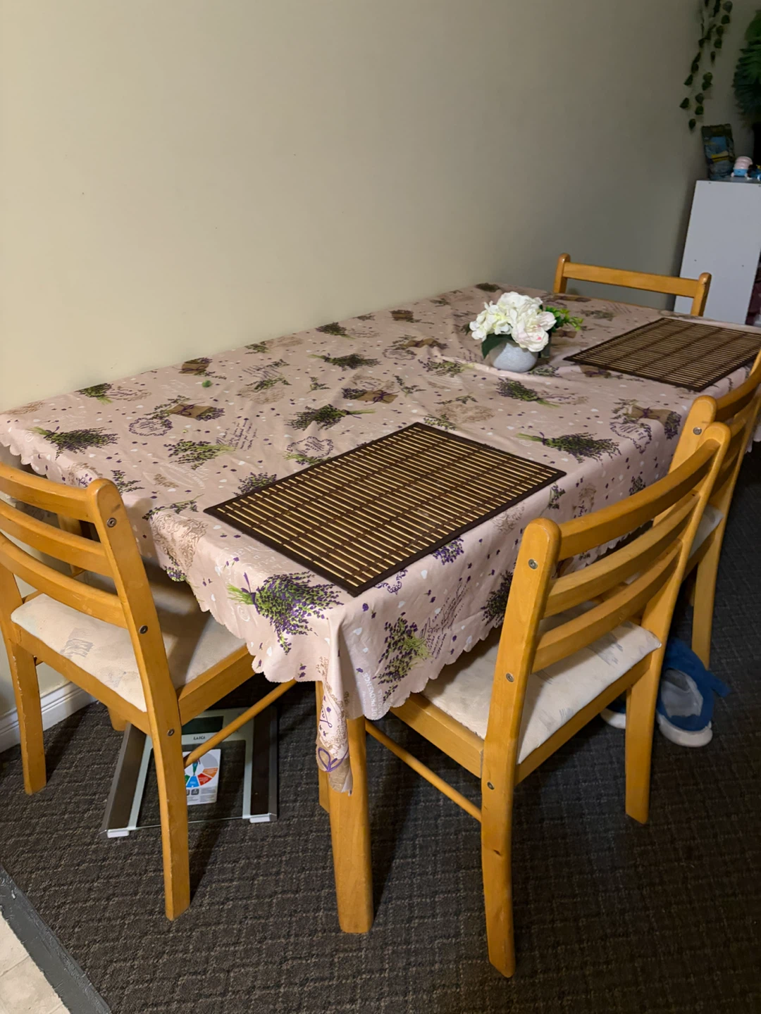 Wooden Dining Table with Four Chairs
