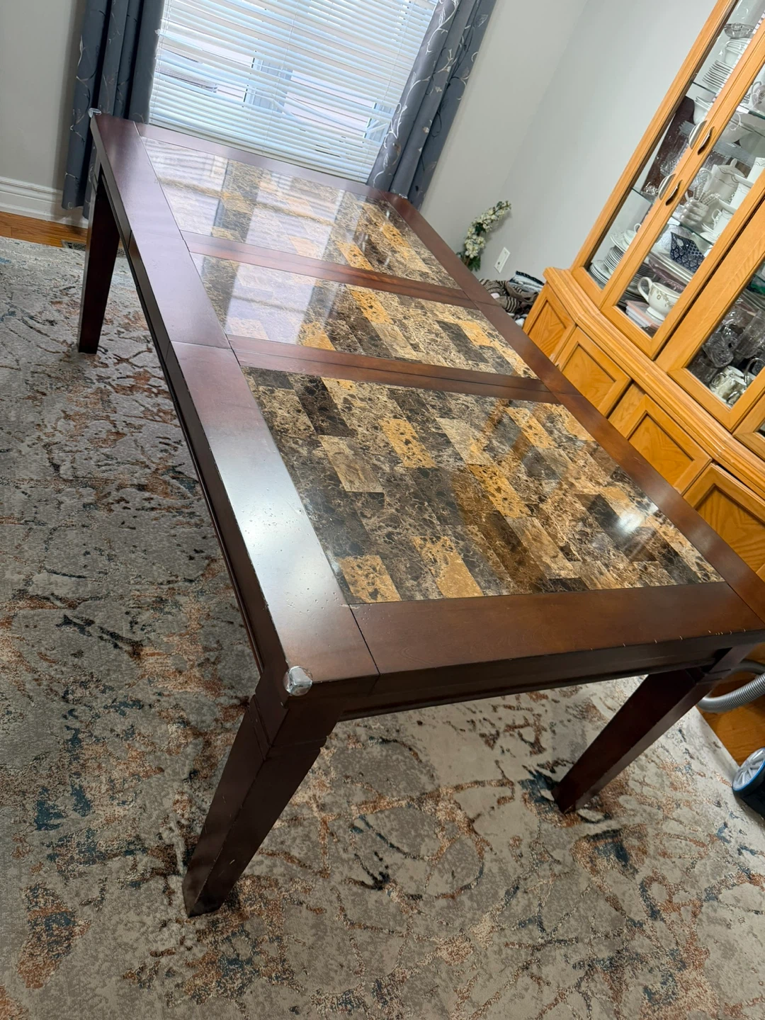 Faux Marble and Wood Dining Table
